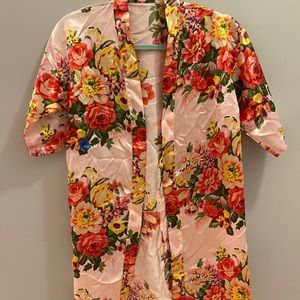 SILK FLORAL ROBE
